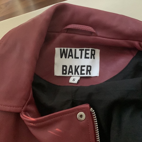 Walter Baker Liz Leather Crop Moto Jacket - Oxblood Red - Small - Picture 4 of 11